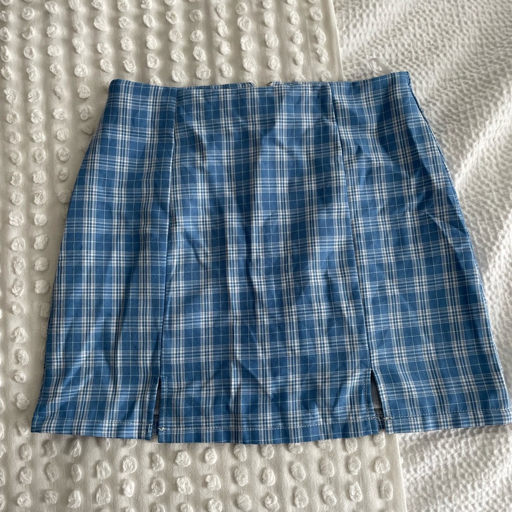 Plaid blue shein skirt